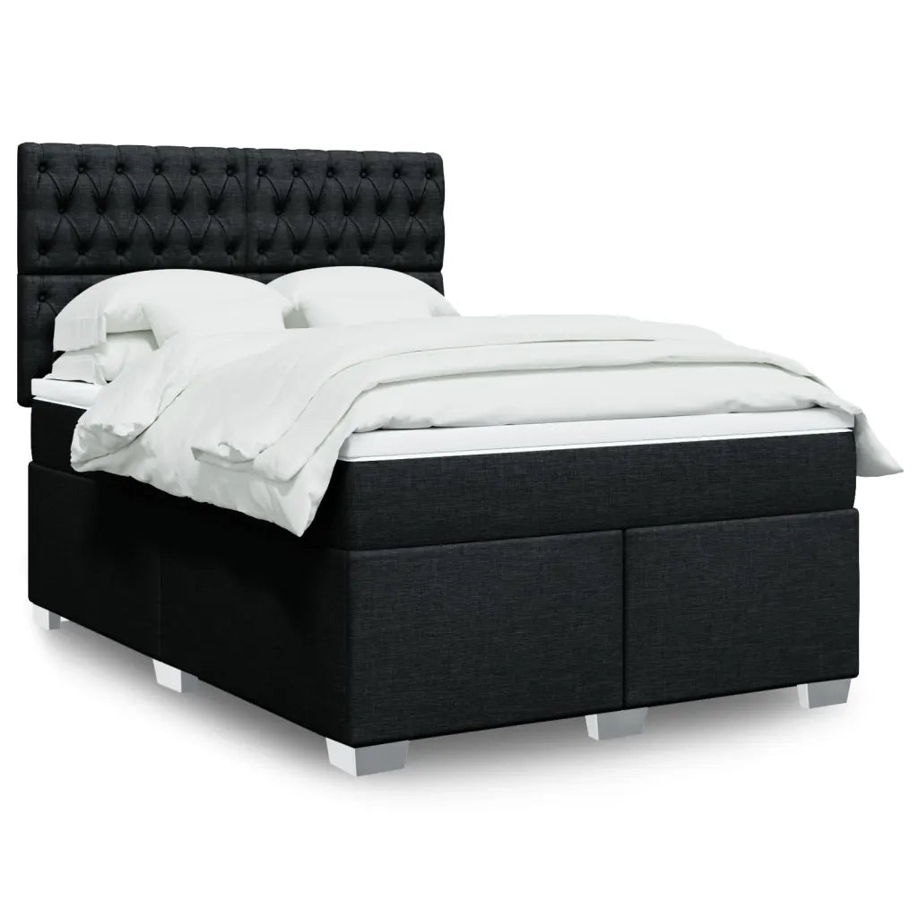 vidaXL Giroletto a Molle con Materasso Nero 160x200 cm in Tessuto