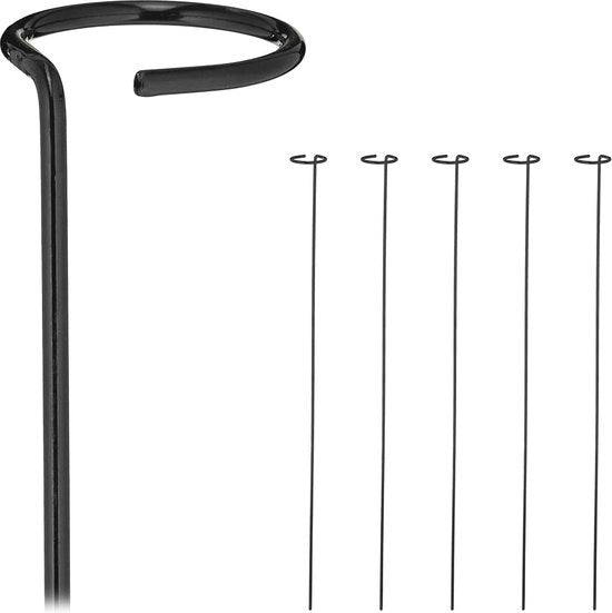 Supporto per piante - set di 6 sostegni per piante in metallo con anello - aiuto di salita rotondo per rose - 80 cm di lunghezza - sostegni per piante in nero supporto per piante semicircolare