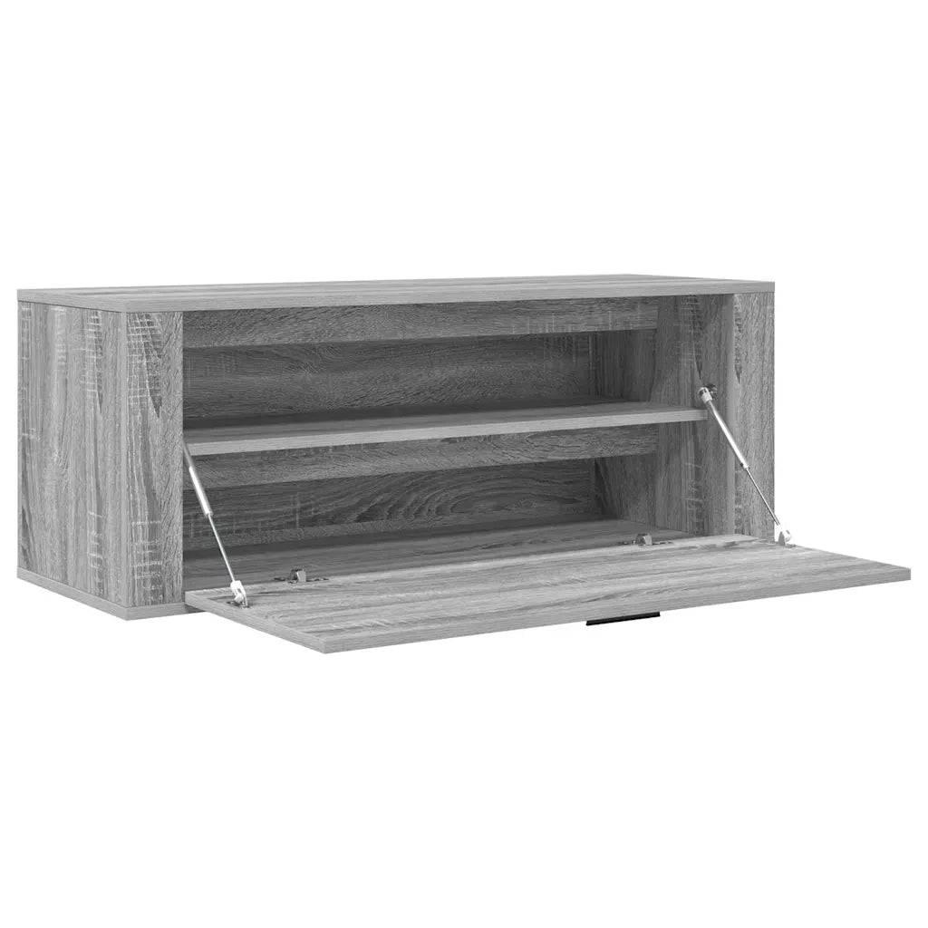 Scarpiera a Muro-Scaffale da Parete per Scarpe Grigio Sonoma 100x35x38cm in Legno Multistrato