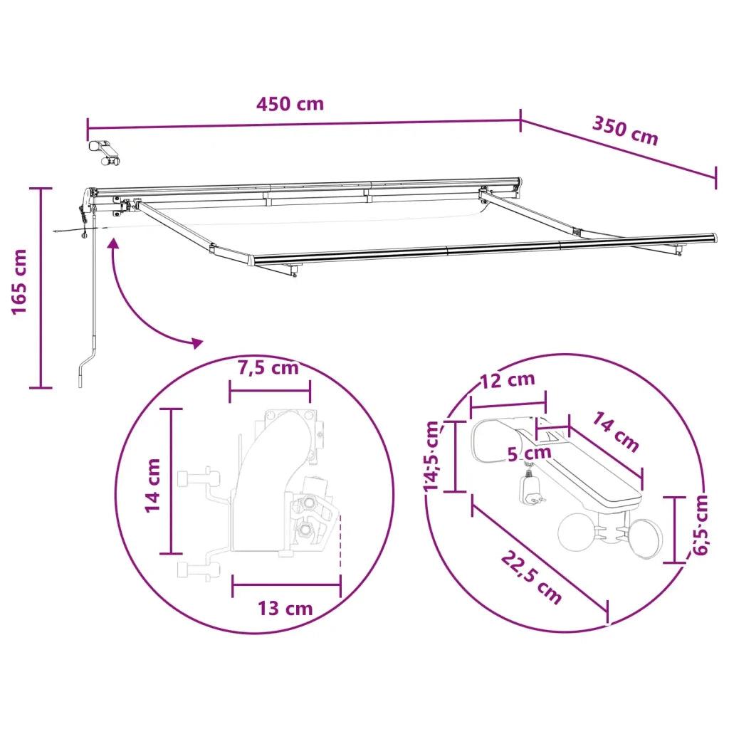 Tenda Retrattile Sabbia 450 × 350 cm Poliestere e Metallo 3426277