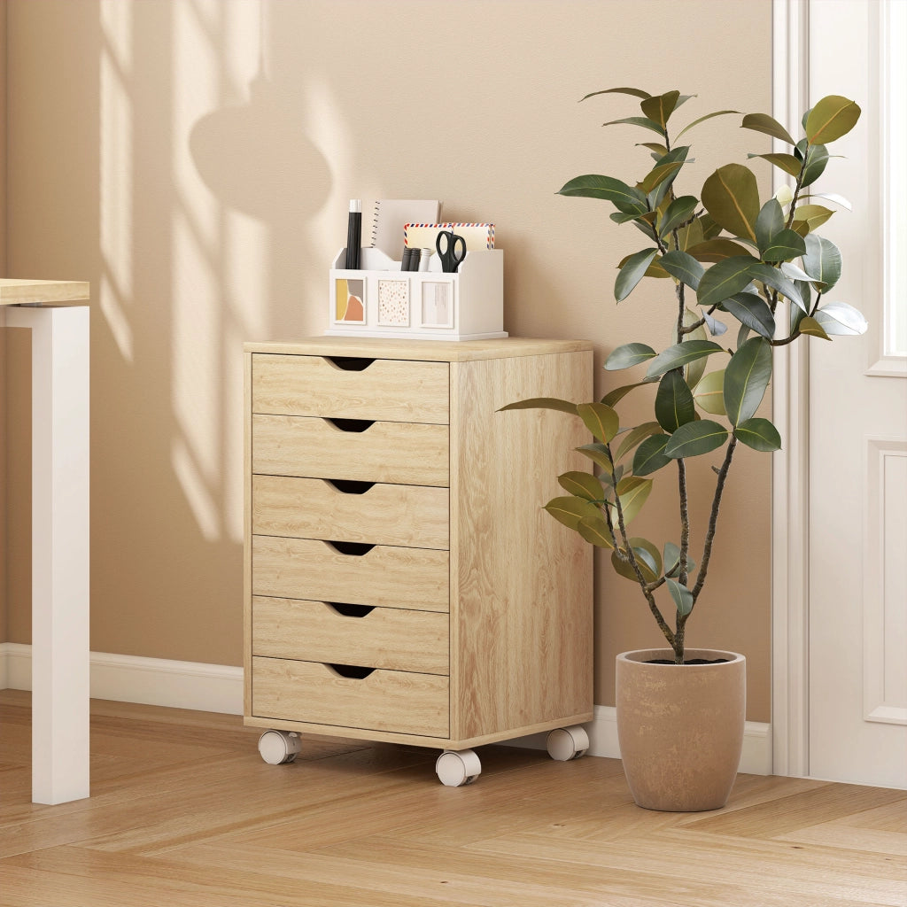 Scrivania con Cassetti ¨C zephmum ¨C Rovere 6 Cassetti con Ruote