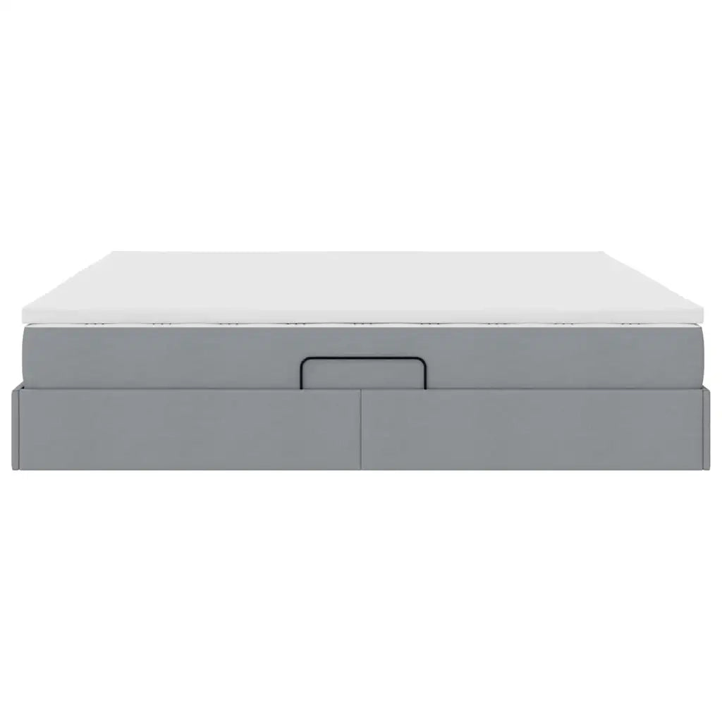 Letto con contenitore e materasso Grigio chiaro 200 x 200 cm