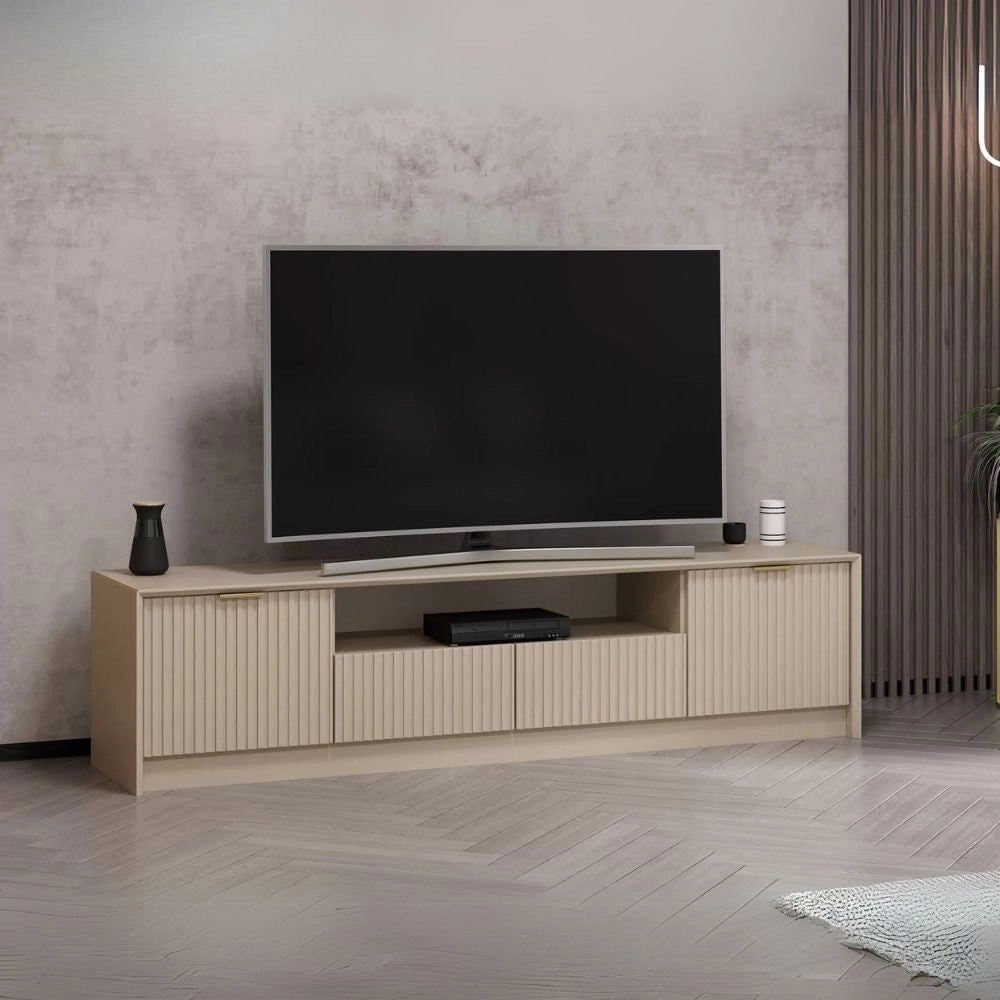 Porta TV Kale cashmere effetto cannettato 180x35x45H