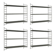 Set di 4 Scaffali da Parete Strängnäs a 3 Ripiani Regolabili  50 x 60 x 15 cm Acciaio Antracite [en.casa]