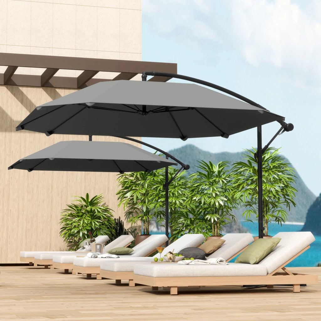 Ombrellone da Giardino Inclinabile 3m ¨C zephmum ¨C Grigio Fondo Base Manovella