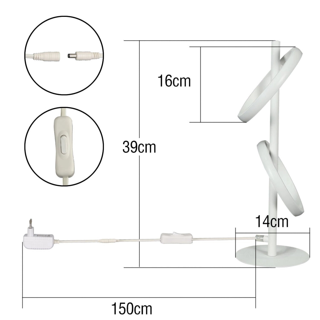 ZMH Lampada da tavolo LED bianca moderna rotante ad anello