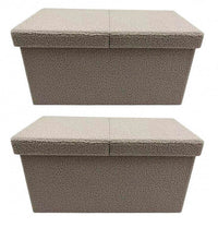 Set 2 Pouf Contenitore 76x38x38 cm Joris in Bouclè Beige