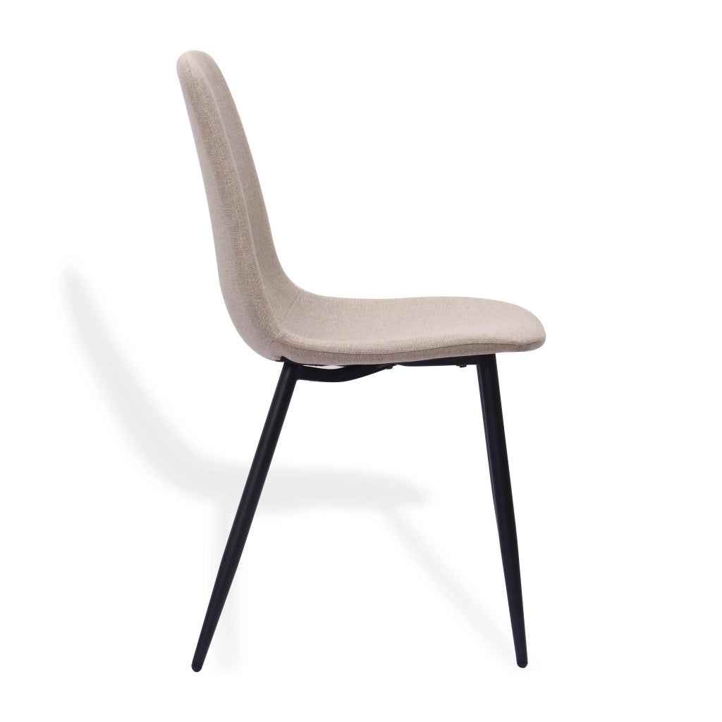 Sedia da Pranzo Set da 2 con Design Minimalista Nordico per Sala da Pranzo in Tessuto e Metallo Bianco