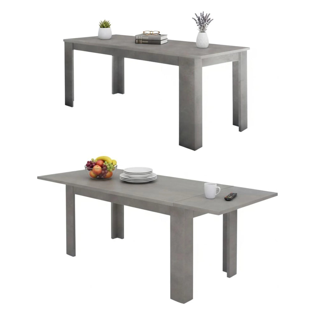 Tavolo per sala da pranzo Arizon, Made in Italy, Tavolo moderno con allunghe, Consolle allungabile, cm 140/190x90h75, Grigio Cenere