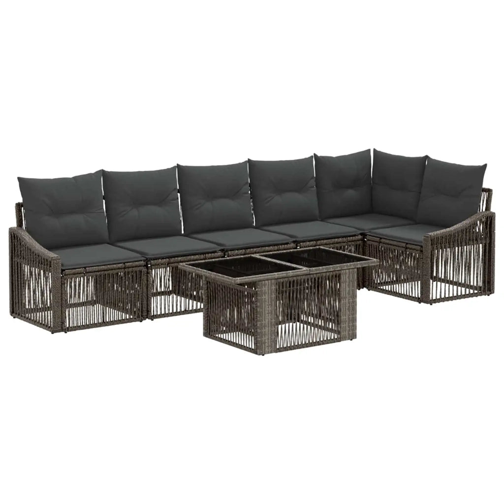 Set Divano da Giardino 7 pz Grigio e Grigio Scuro polyrattan 3437252