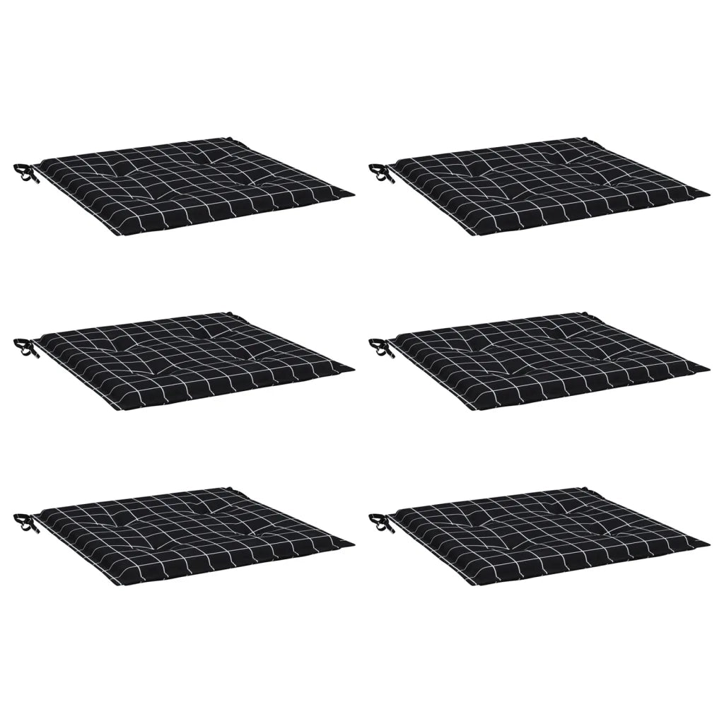 Cuscini per Sedia 6 pz Motivo a Quadri Nero 50x50x4cm Tessuto 361082