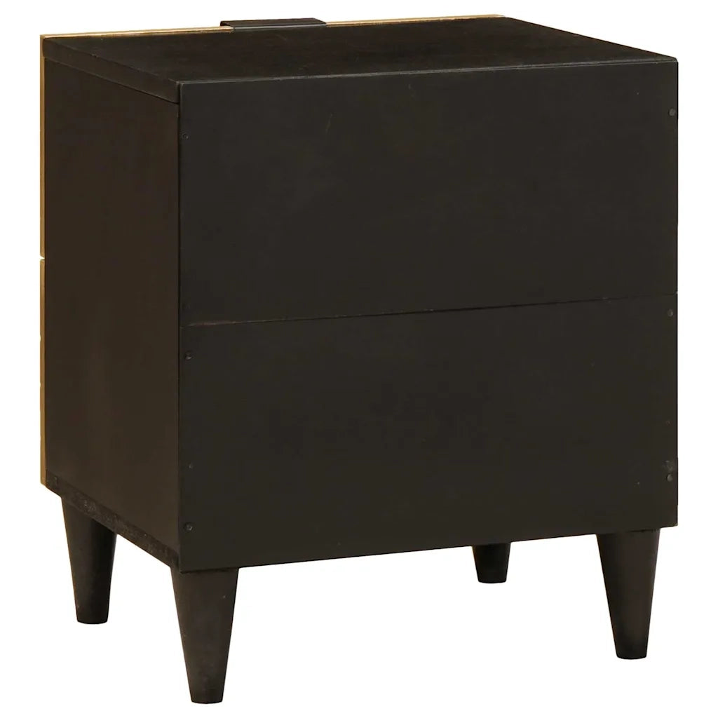 Comodino | Armadio da Notte | Mobiletto da notte Nero e Oro 40 x 33 x 46 cm