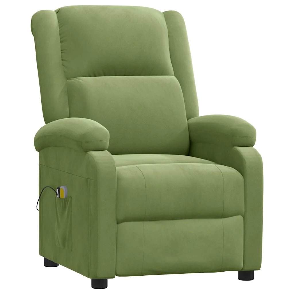 Poltrona Massaggiante Elettrica Verde Chiaro in Velluto 3098407
