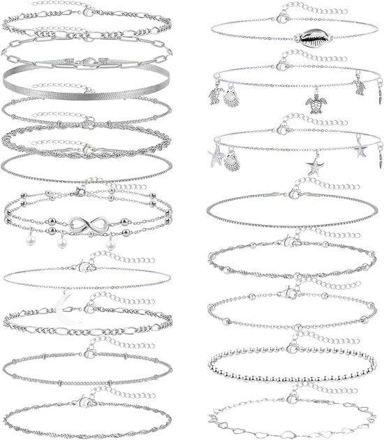 Bracciale per donna con catena d'argento singola grande misura stile estate resort