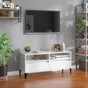 Mobile Porta TV-Mobile per TV-Credenza TV Bianco Lucido 100x34,5x44,5cm Legno Multistrato 961044