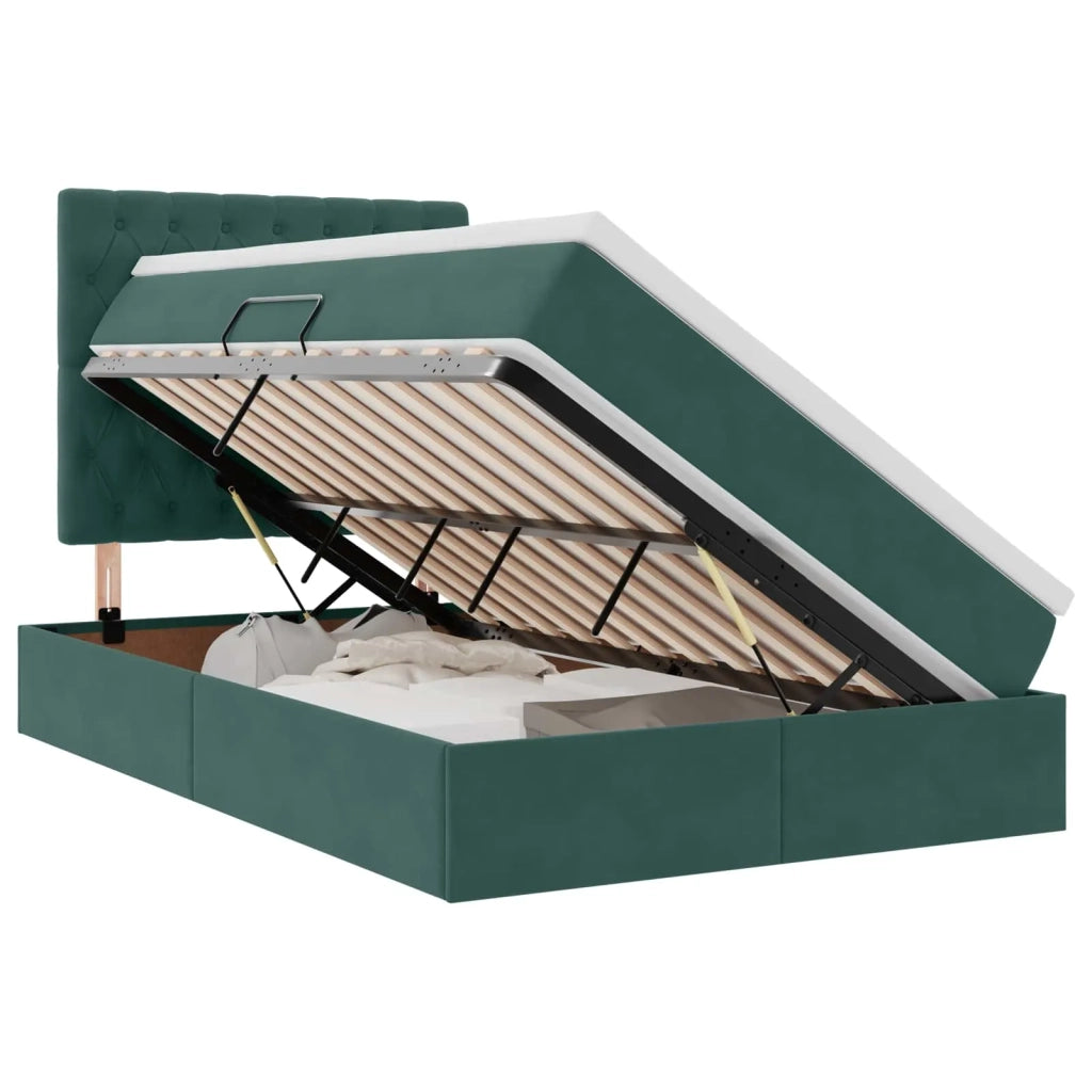 Letto con contenitore LED e materasso Verde Scuro 120 x 200 cm