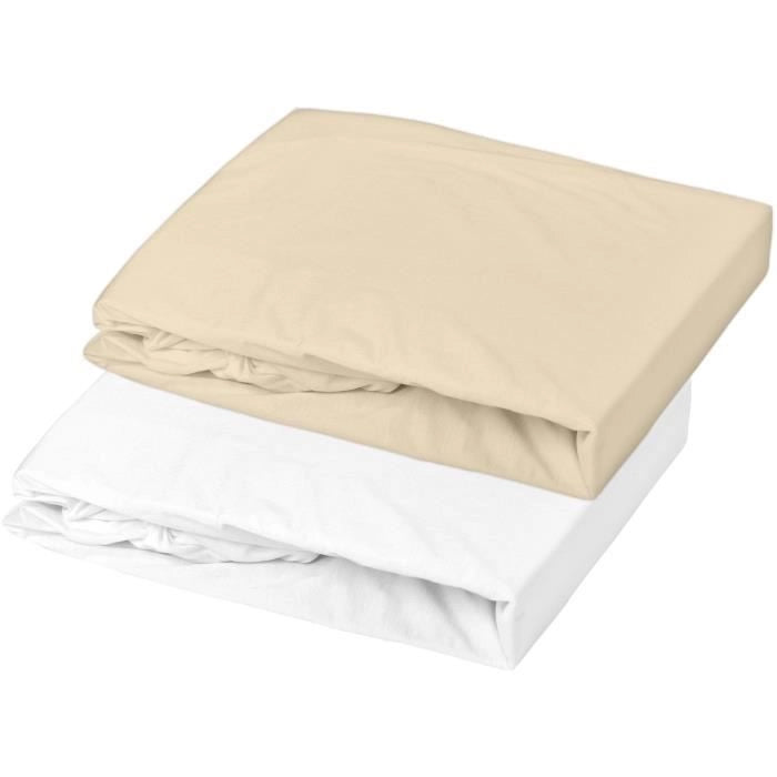 Domiva Set 2 lenzuola con angoli - 60 x 120 cm - Jersey - Bianco/Ciottoli