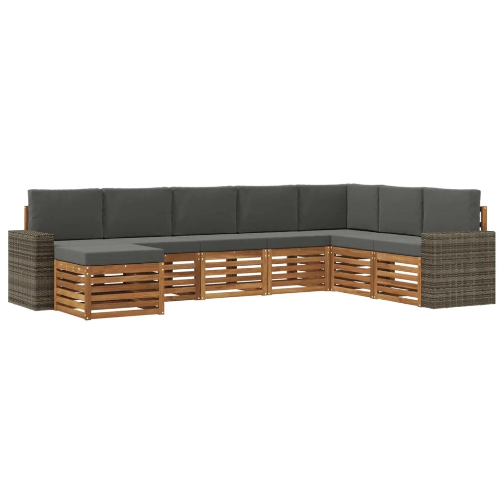 Set di divani da esterno con cuscino 8 pcs Naturale e Antracite