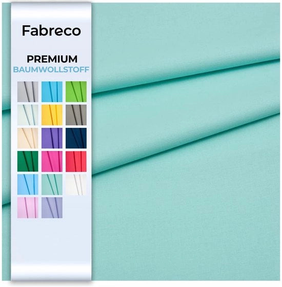 Stoffa 100% Cotone Premium per Metro, Pieno, 160 cm | 220 g/mq - Soffice, Duraturo e Idrorepellente | Tessuti per Sartoria e Decorazione | Tessuto per Metro - Tessuto | menta