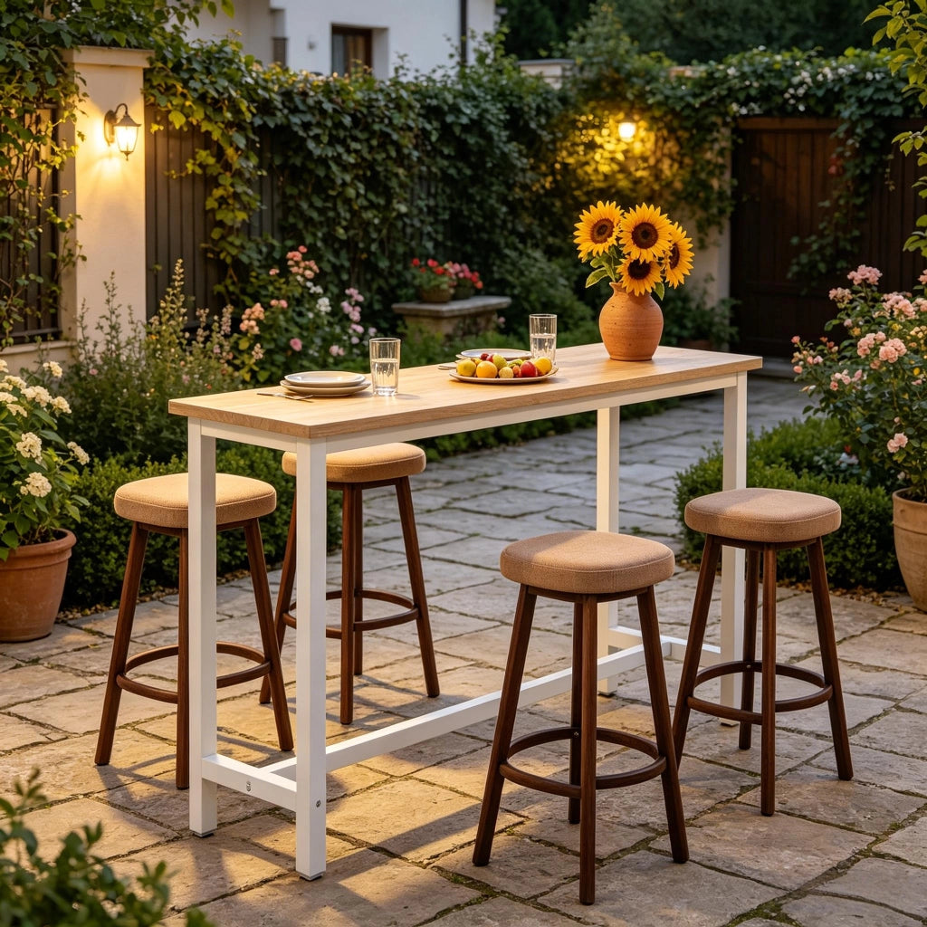 Tavolo da bar con struttura in metallo, piedi regolabili e portata fino a 150 kg, per cucina e bar, 140 × 100 × 40 cm