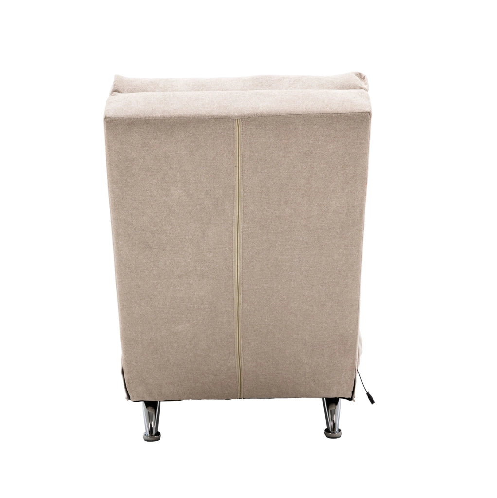 Chaise longue da relax con vibrazione; schienale ergonomico 140°; in lino beige
