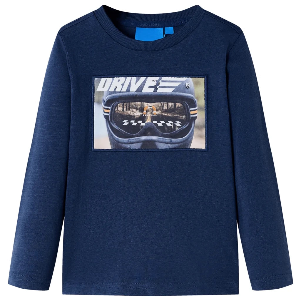 Maglietta Bambino Maniche Lunghe Blu Marino MÃ©lange 104