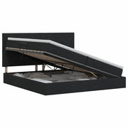 Letto con contenitore e materasso Nero 200 x 200 cm Tessuto 3459590