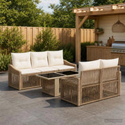 Set Divano da Giardino 6 pz Beige e Bianco Crema polyrattan 3437205