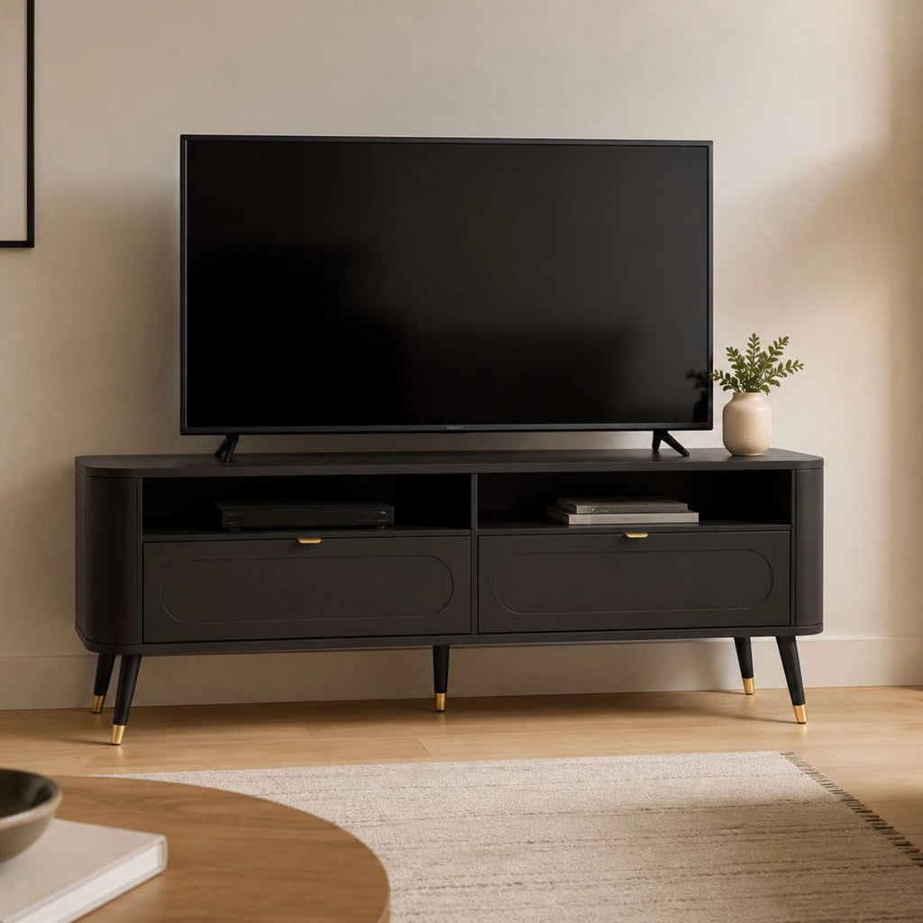 Limi, Mobile Porta tv 2 Cassetti, 138x40x53h cm Nero