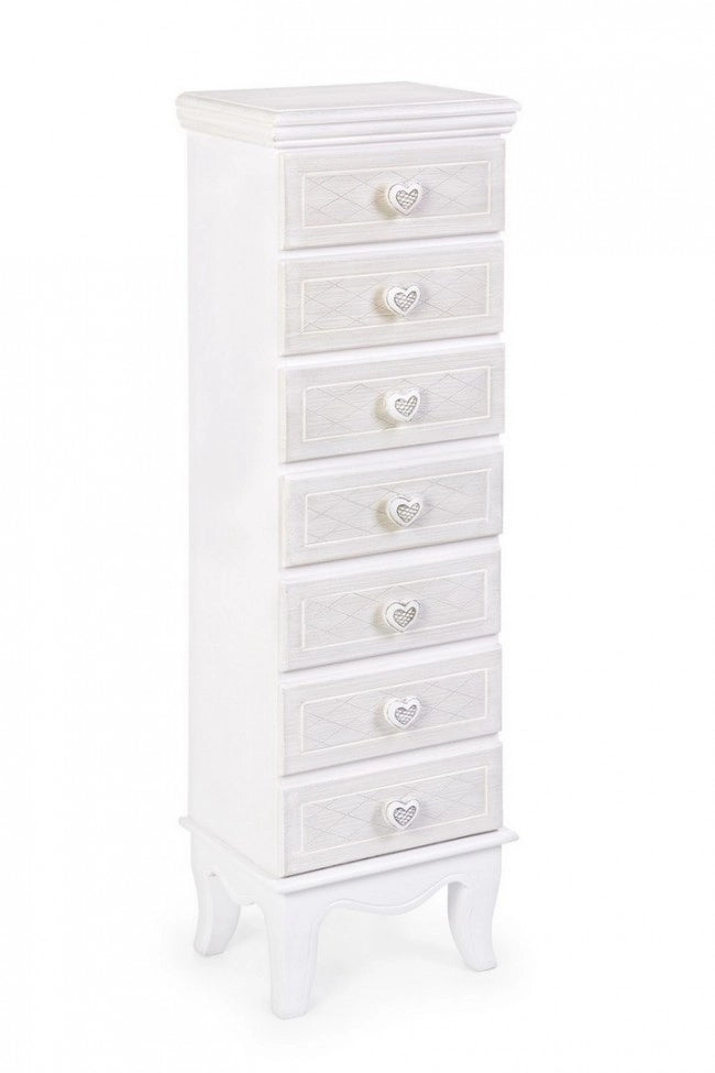 Cassettiera MDF Impiallacciato Bianca Stile Rustico da Interno - ADELINE