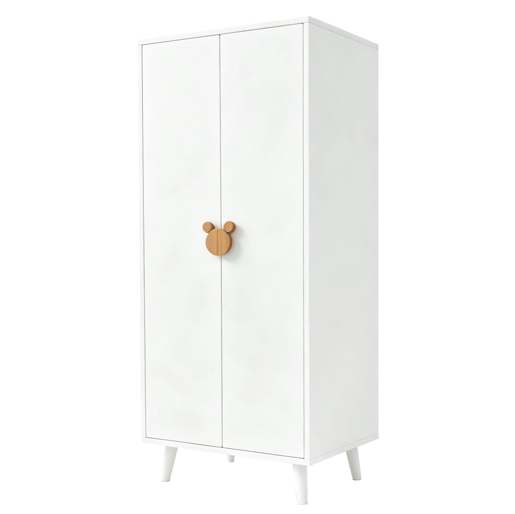 Armadio guardaroba a 2 ante con asta appendiabiti e vano inferiore; 70x55x170 cm; bianco