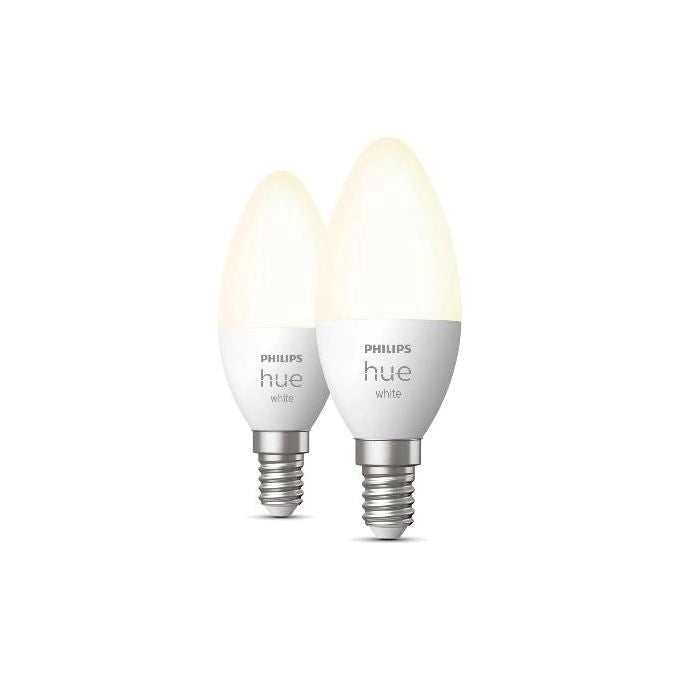 Philips Hue 929003021102 White Lampadina LED E14 5.5W 470lm 2700K Dimmerabile Bluetooth Zigbee Pack 2 colore Bianco