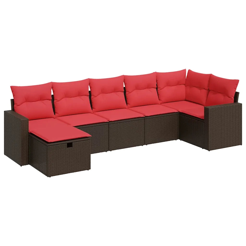 vidaXL Set Divani da Giardino 7 pz con Cuscini Marrone in Polyrattan