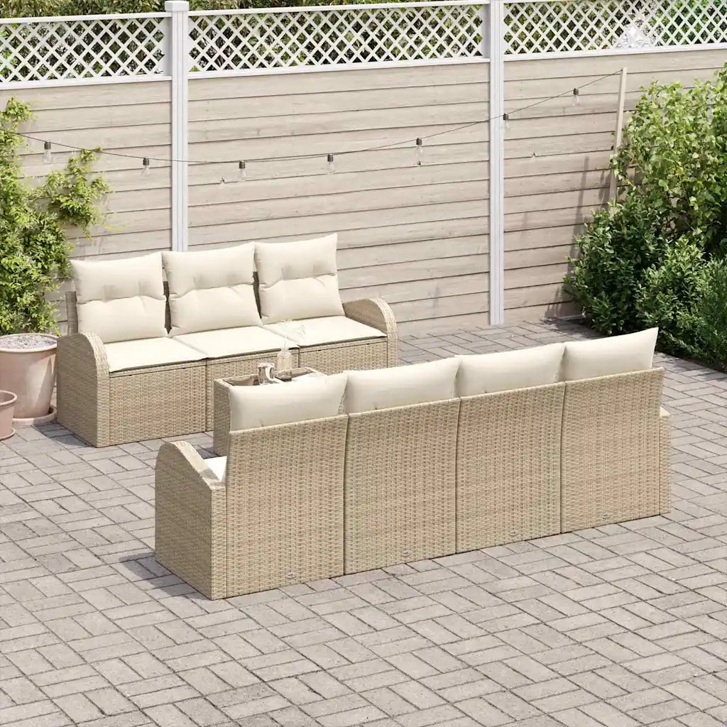 Set Divano da Giardino Beige 55 x 55 x 37 cm polyrattan