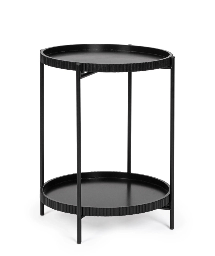 Tavolino 2 piani Herdys tortora/nero ø42x52 cm