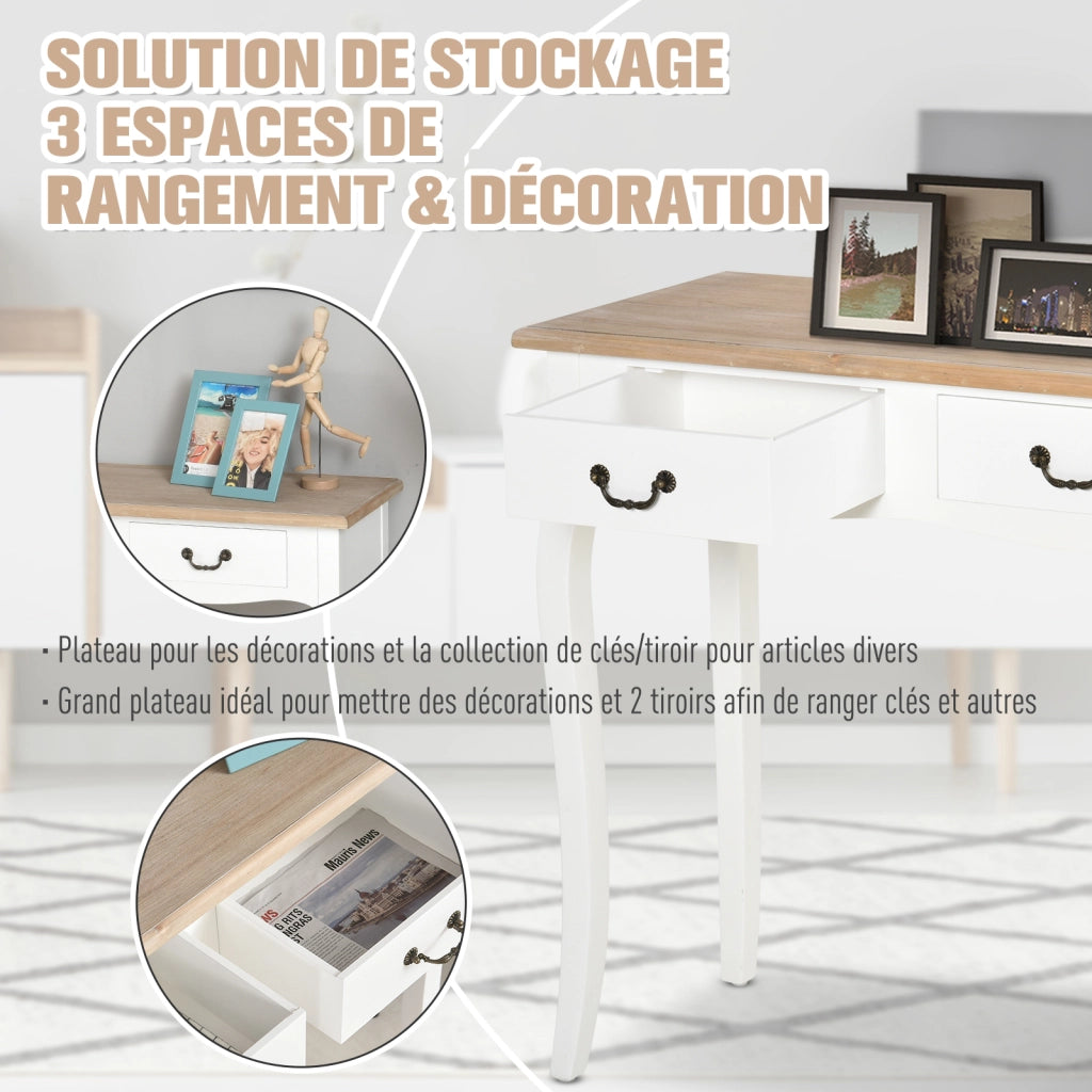 Tavolo console ¨C Zephmum ¨C Bianco legno 87x34x78 cm