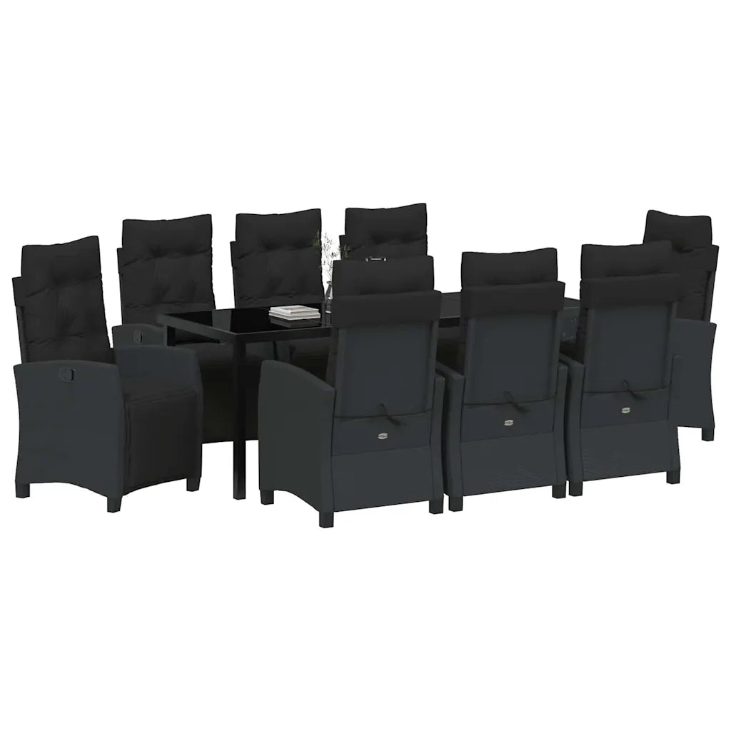 Set da Pranzo per Giardino con cuscino 9 pcs Nero polyrattan 3380427