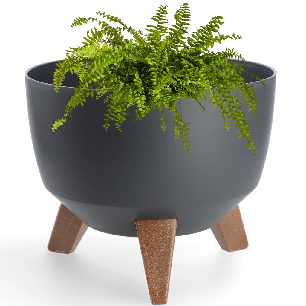 Vaso da fiori KADAX 24 cm con coperchio e piedini interni, colore antracite