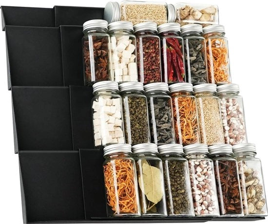 Organizzatore di spezie - Cassettino di spezie estensibile - 4 livelli - Nero - 30 cm a 60 cm