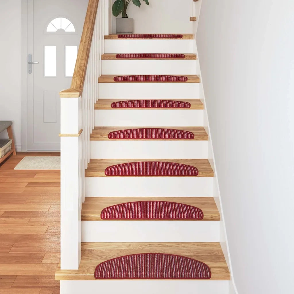 Tappetini per scale autoadesivi 15 pcs Rosso 65 x 21 x 4 cm 42011446