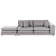 Divano moderno modulare a 2 posti tessuto grigio chiaro con schienale imbottito con pouf classico