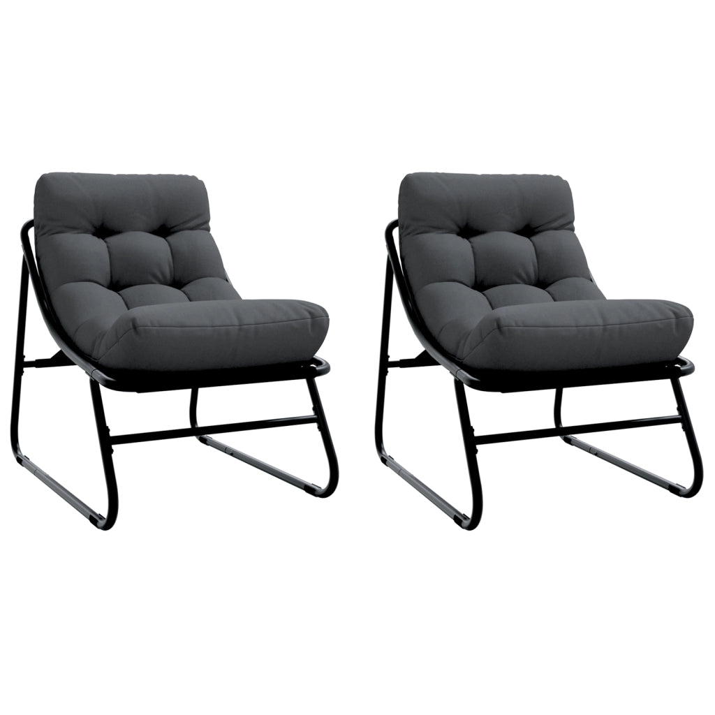 Sedie Rilassanti da Giardino 2 pz con Cuscino Nera 60x80x71 cm Acciaio
