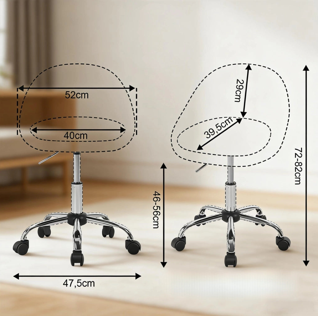 Sedia da ufficio in velluto beige con schienale ergonomico e altezza regolabile