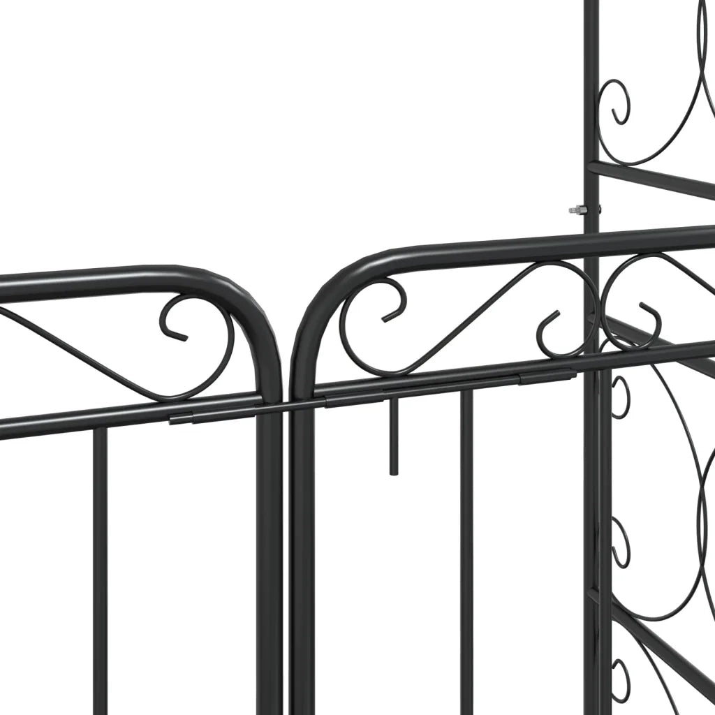 Arco da Giardino con Cancello-Archi da esterno Nero 108x45x235 cm Acciaio