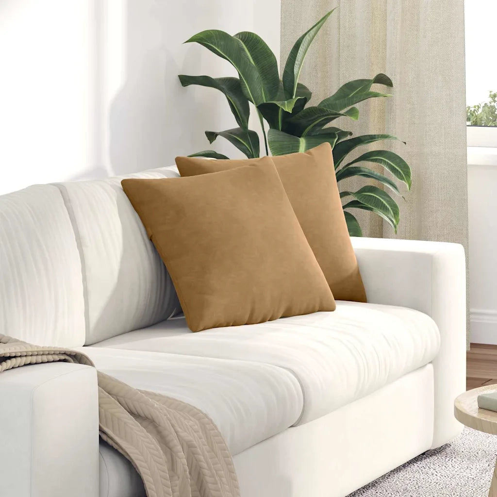 Cuscini da Divano 2 pcs Marrone 45 x 45 cm Tessuto in Cords