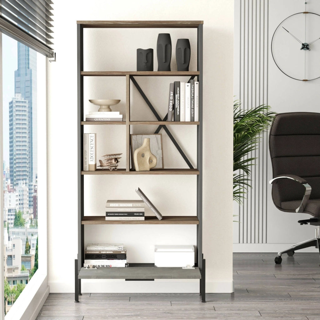 Biblioteca Fabrice, Libreria 4 Ripiani, 76x45x161h cm Marrone