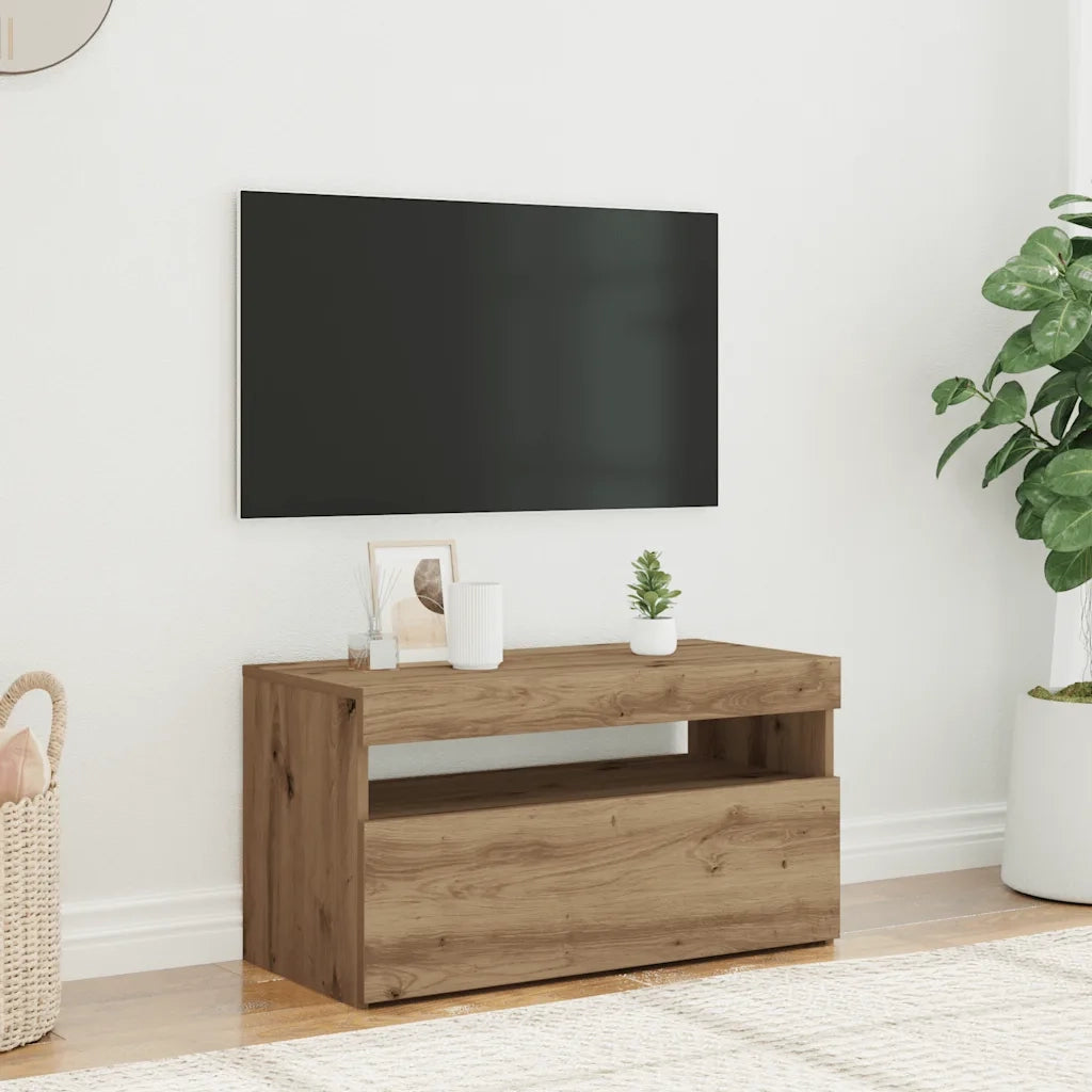 Mobile Porta TV con LED Artigianale 75x35x40 cm Multistrato