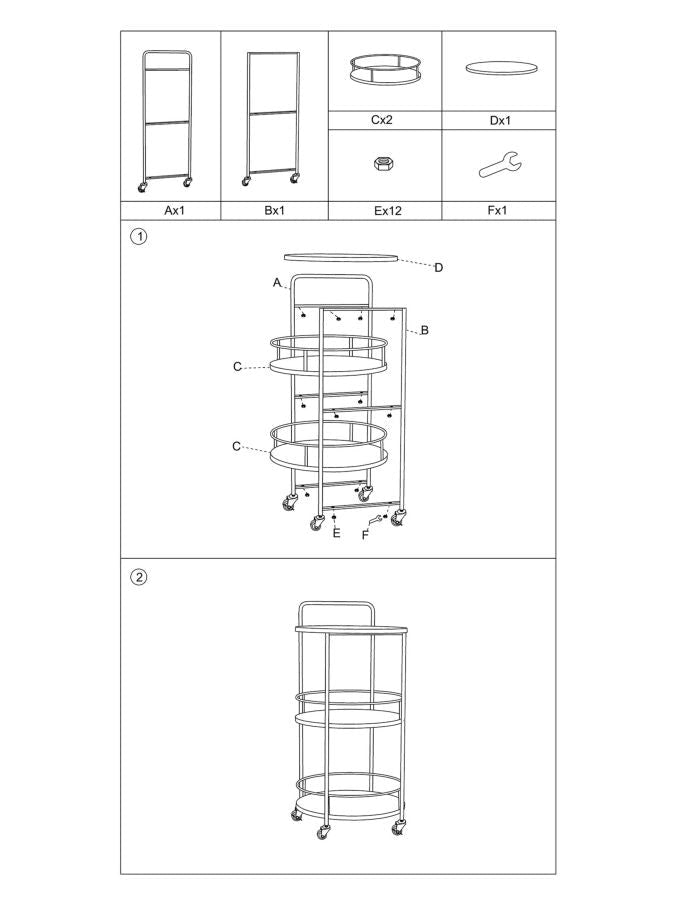 Carrello Arex 40x41,5x82 cm in Ferro e MDF Nero e Marrone