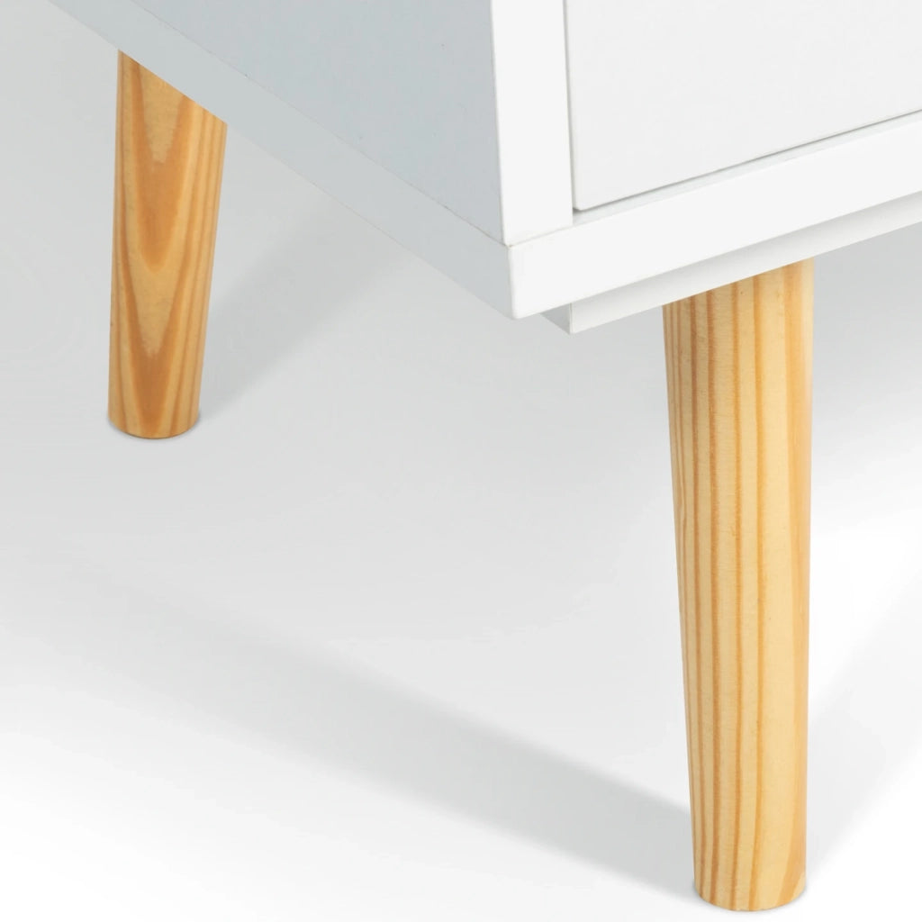 IDMarket - EMMIE Libreria scandinava bianca con ripiano portaoggetti e colonna