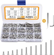 Set di viti 1110 pezzi - Viti a 6 gusci M3 in acciaio inossidabile 304 - Kit di viti e rondelle con scatola di contenimento a coperchio